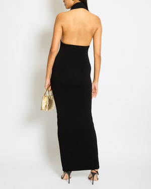 Toteme Halter Neck Black Ribbed Backless Long Dress Size S (UK 8)