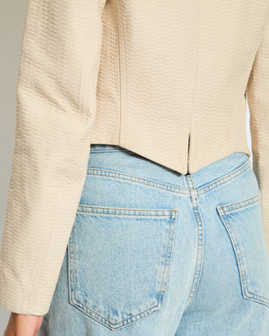 Alaïa Beige Zipped Jacquard Biker Jacket Size FR 38 (UK 10)