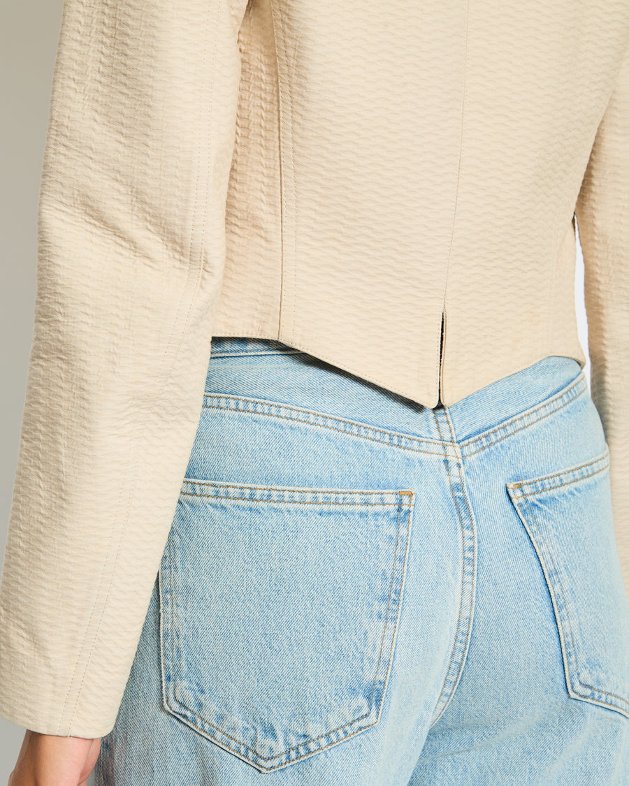 Alaïa Beige Zipped Jacquard Biker Jacket Size FR 38 (UK 10)