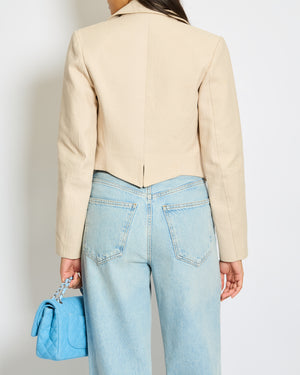 Alaïa Beige Zipped Jacquard Biker Jacket Size FR 38 (UK 10)