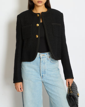 Céline Black Cropped Button Down Jacket with Pocket Detail Size FR 36 (UK 8)