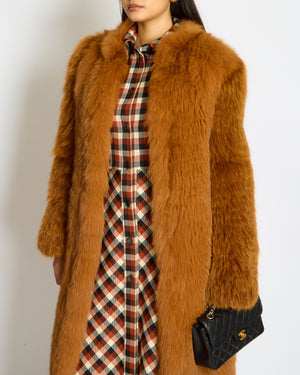 Sprung Frères Burnt Orange Knitted Fox Fur Coat Size XS (UK 6/8)