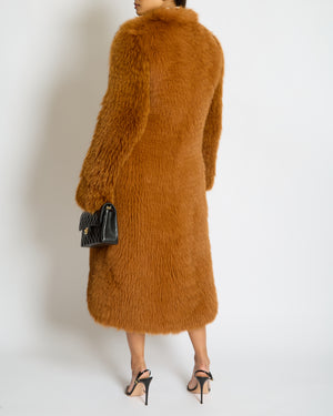 Sprung Frères Burnt Orange Knitted Fox Fur Coat Size XS (UK 6/8)