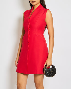 Christian Dior Red Gilet Tailored Wool Dress Size UK 6