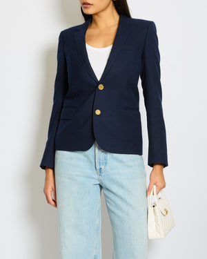 Saint Laurent Navy Single Breasted Blazer with Gold Button Details Size FR 34 (UK 6)
