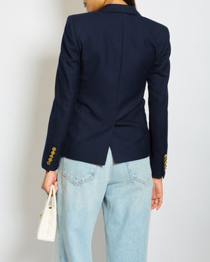 Saint Laurent Navy Single Breasted Blazer with Gold Button Details Size FR 34 (UK 6)