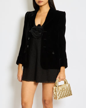 Saint Laurent Black Velvet Blazer with Lateral Pockets FR 34 (UK 6)