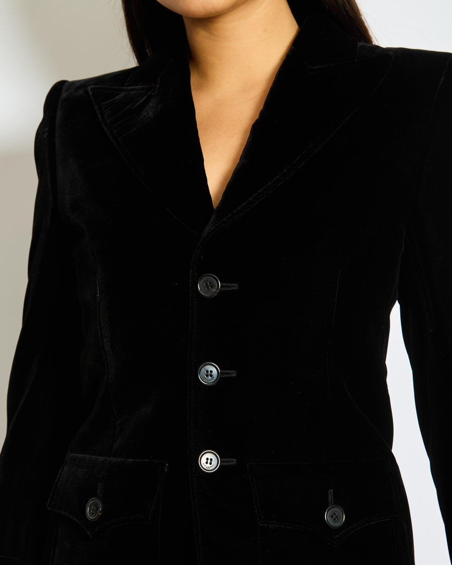 Saint Laurent Black Velvet Blazer with Lateral Pockets FR 34 (UK 6)