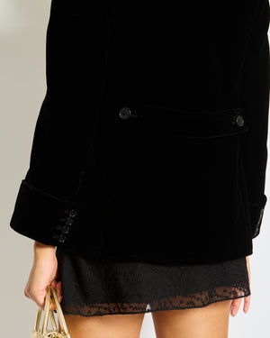 Saint Laurent Black Velvet Blazer with Lateral Pockets FR 34 (UK 6)