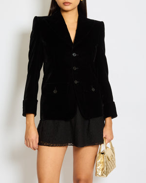 Saint Laurent Black Velvet Blazer with Lateral Pockets FR 34 (UK 6)