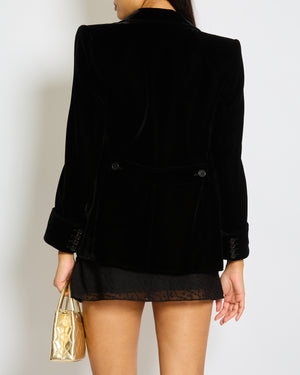 Saint Laurent Black Velvet Blazer with Lateral Pockets FR 34 (UK 6)