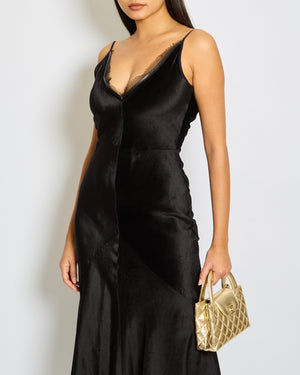 Gabriela Hearst Black Silk V Neck Maxi Dress with Frayed Edge Detail Size  IT 38 (UK 6)