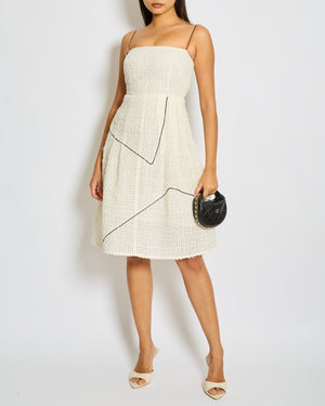 Chanel Cream, Black Simple Strap Organza Check Dress Size FR 36 (UK 8)