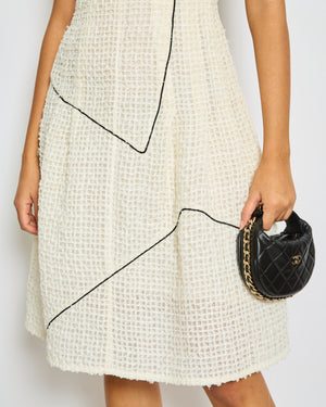 Chanel Cream, Black Simple Strap Organza Check Dress Size FR 36 (UK 8)