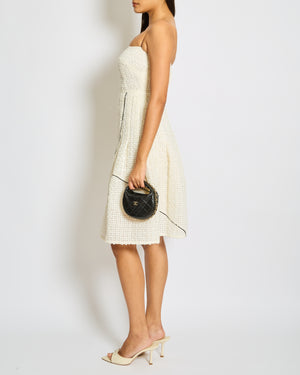 Chanel Cream, Black Simple Strap Organza Check Dress Size FR 36 (UK 8)
