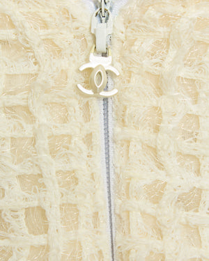 Chanel Cream, Black Simple Strap Organza Check Dress Size FR 36 (UK 8)