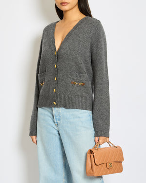 Gucci Grey Cardigan with Button Details and Buckle Detailing on Pockets Size IT 40-42 (UK 8-10)