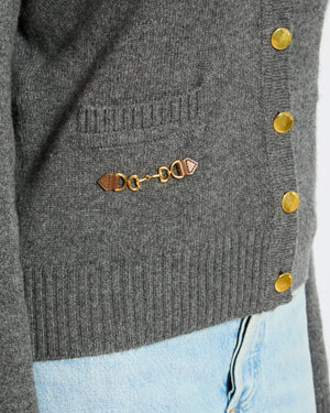 Gucci Grey Cardigan with Button Details and Buckle Detailing on Pockets Size IT 40-42 (UK 8-10)