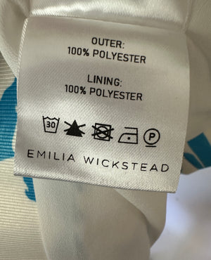 Emilia Wickstead White and Blue Floral Printed Crop Top and Midi Skirt Set Size UK 12