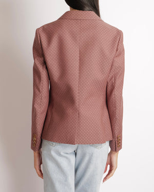 Gucci Pink GG Logo Printed Jacket with Gold Logo Buttons and Chain Details Size IT 44 (UK 12) RRP £2,400