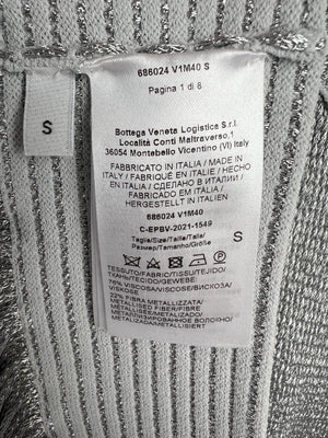 Bottega Veneta Silver Metallic Jumper with Fringe Details Size M (UK 10) RRP £1210