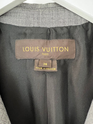 Louis Vuitton Grey Houndstooth Double Breasted Blazer Dress with Cape Sleeve Details FR 38 (UK 10)