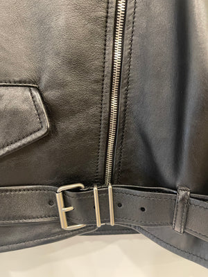 Prada Black Lambskin Leather Jacket with Logo Size IT 36 (UK 4) RRP £4,200