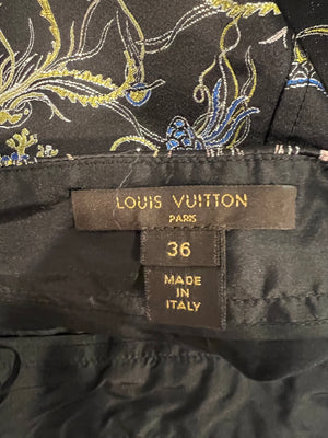 Louis Vuitton Black Mini Skirt with Multi-Colour Metallic Jellyfish Print and Silver LV Logo Zipper DetailsSize FR 36 (UK 8)