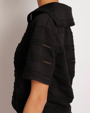 Chanel 24M Black Perforated CC Logo Short-Sleeve Top Size FR 36 (UK 8)