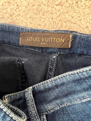 Louis Vuitton Skinny Jeans with Gold Zip Details and Logo Embroidery Size FR 34 (UK 6)