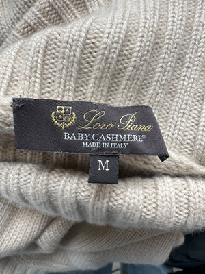 Loro Piana Beige Cashmere Long Sleeve Jumper with High Neck Size M (UK 10)