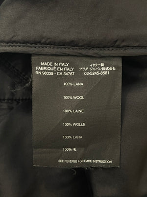 Prada Black Textured Wool Pleated Midi Skirt Size IT 42 (UK 10)