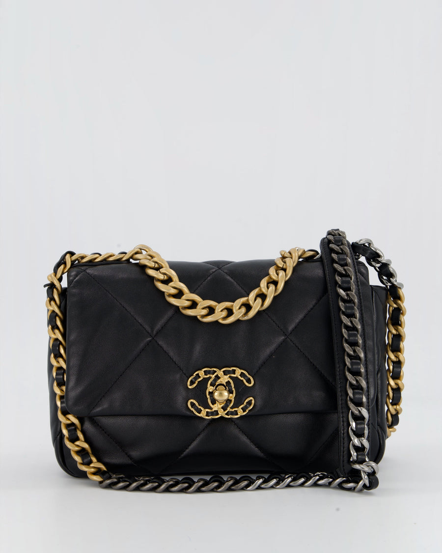 Chanel Black Medium 19 Bag in Quilted Goatskin Leather with Mixed Hardware