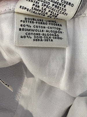 Hermès White Leather Shorts with White Pearl Logo Button Size FR 36 (UK 8)
