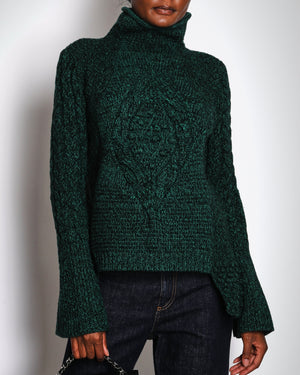 Alexander McQueen Emerald Green High-Neck Asymmetric Jumper Size L (UK 12)