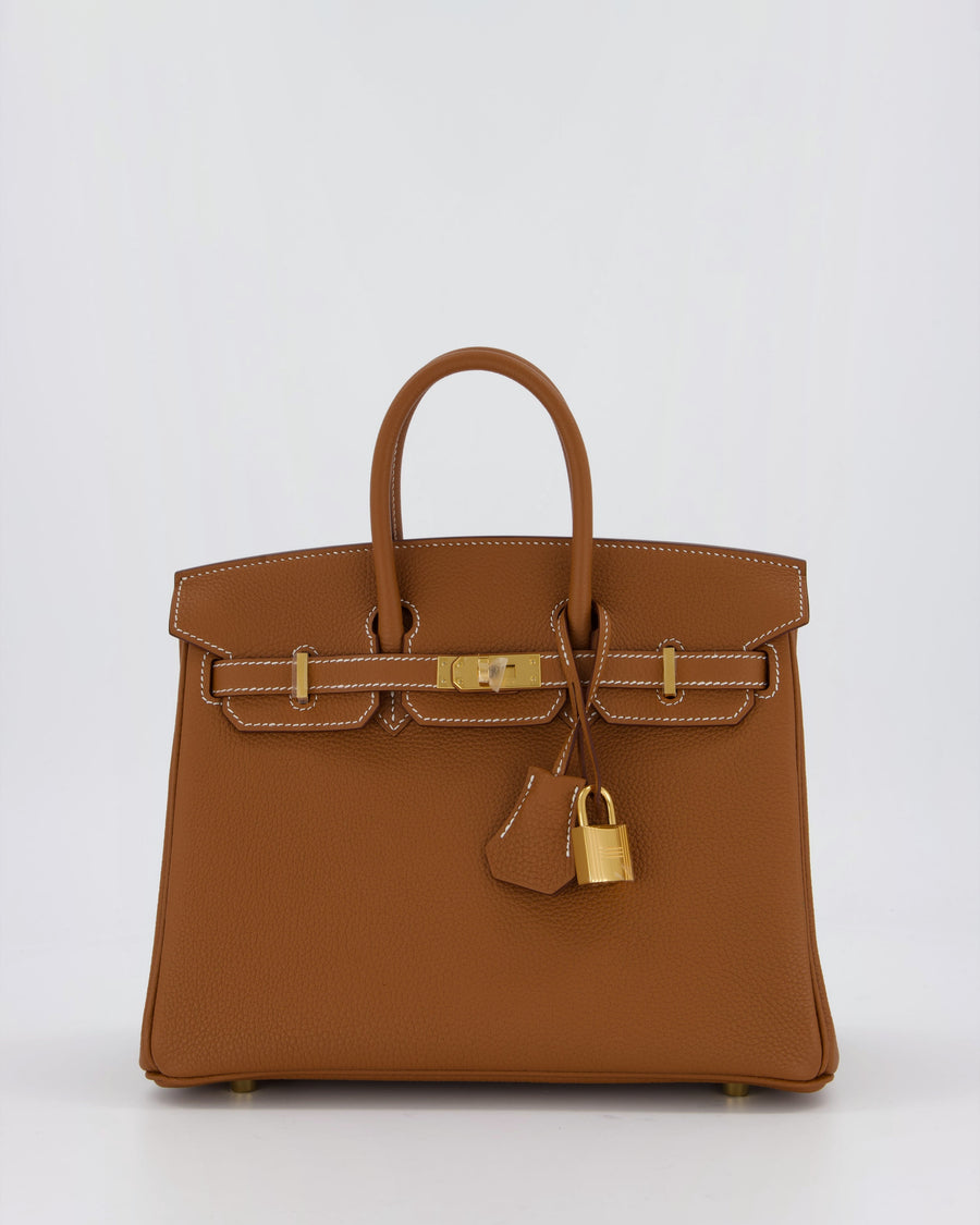 *HOT* Hermès Birkin 25 Retourne Bag in Gold Togo Leather with Gold Hardware