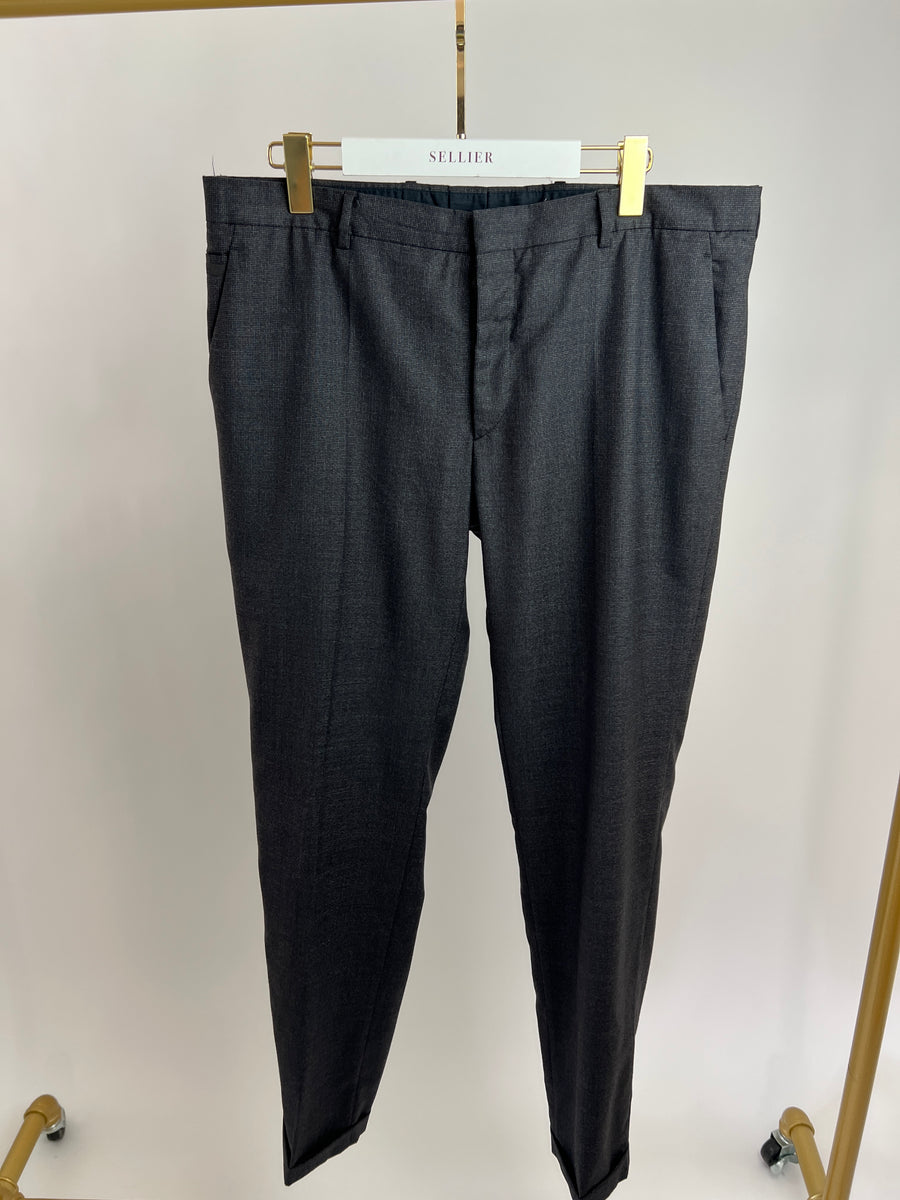 Prada Dark Grey Tailored Menswear Trousers Size UK 44