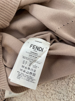 Fendi Beige Short-Sleeve Top with FF Logo Detail Size IT 38 (UK 6)