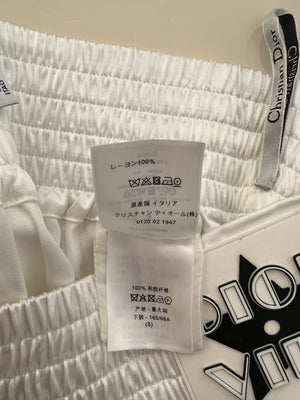 Christian Dior White Satin Shorts with Black Side Strips and Dior Vibe Detail Size S (UK 8)