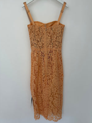 Dolce & Gabbana Peach Lace Corset Midi Dress Size IT 36 (UK 4)