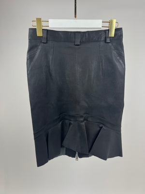 Alexander McQueen Black Leather Midi Skirt with Zip Detail Size IT 40 (UK 8)