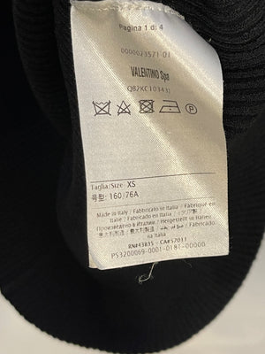 Valentino Black Long Sleeve Ribbed Top with Sleeve Details Size XS (UK 6)