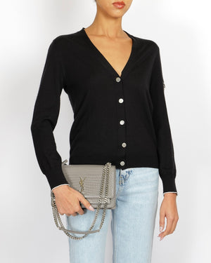 Louis Vuitton Black Cardigan with Silver LV Logo Buttons and Zipper Detail Size S (UK 8)