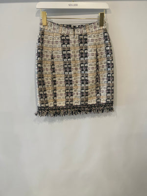 Ralph & Russo Black and Multi-Colour Tweed Sequin Top and Mini Skirt Set with Textured Gold Buttons Size FR 38/40 (UK 10/12)