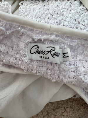 Charo Ruiz White Mini Dress with Lace Details Size M (UK 10)