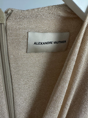 Alexandre Vauthier Gold Ruched Long Sleeve Dress FR 42 (UK 14)