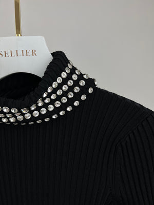 Alexander Wang Black Long-Sleeve Top with Crystals Details Size XS (UK 6)