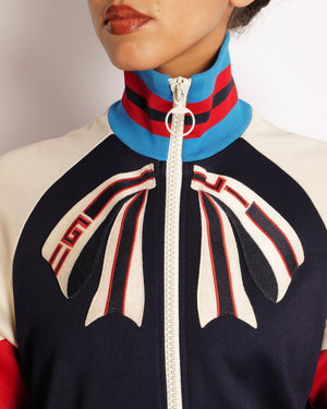 Gucci Blue, Red and Cream Tracksuit Jacket with Red Snake and Guccify Yourself Print Size M (UK 10)