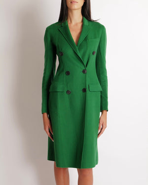 Christian Dior Green Cashmere Coat with Black Buttons Size FR 34 (UK 6)