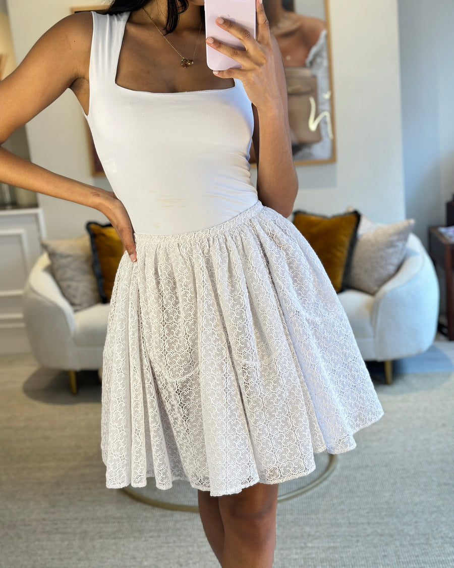 Alaia White Lace Mini Skirt FR 40 (UK 12)